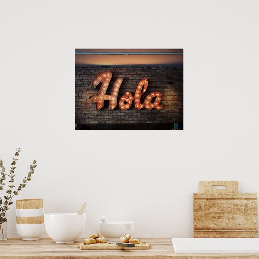 Poster Panneau "Hola" sur mur de briques (Cuisine)