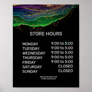 Poster Panneau Horaires d'ouverture du magasin de détail