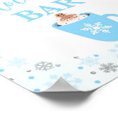 Poster Panneau Hot Chocolat Bar Winter Blue Snowflakes (Coin)