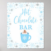 Poster Panneau Hot Chocolat Bar Winter Blue Snowflakes (Devant)