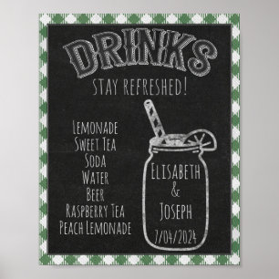Poster Panneau I Do BBQ Party Green Boissons & Beverage B
