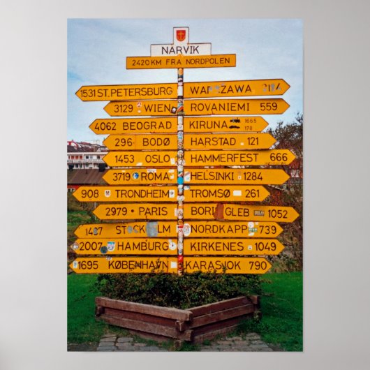 Poster Panneau indicateur de Narvik (Devant)