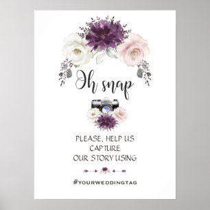 Poster Panneau Instagram rose lavande florale Oh Snap