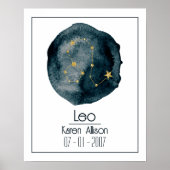 Poster Panneau Leo Zodiac : Nom personnalisé et anniversa (Devant)