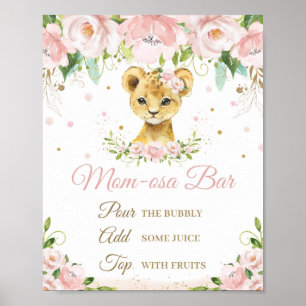 Poster Panneau Lion Blush rose Baby shower Floral Momosa 