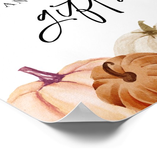 Poster Panneau Livres et cadeaux Baby showers citrouilles (Coin)