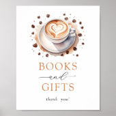 Poster Panneau Livres et cadeaux de Baby shower de café (Devant)
