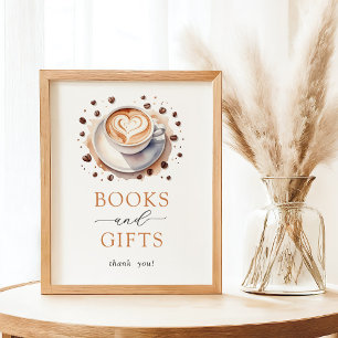Poster Panneau Livres et cadeaux de Baby shower de café