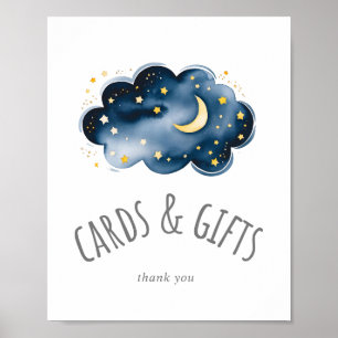 Poster Panneau Lune et étoiles Cartes Baby showers et cad