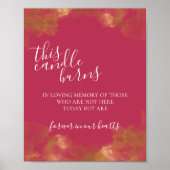 Poster Panneau Magenta Cette bougie brûle en mémoire aima (Devant)