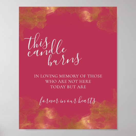 Poster Panneau Magenta Cette bougie brûle en mémoire aima (Devant)