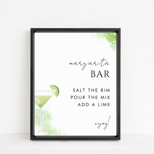 Poster Panneau Margarita Bar Lime Mariage ou Fête des mar