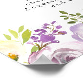 Poster Panneau Mariage à la signature florale pourpre Coc (Coin)