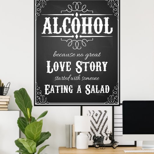 Poster Panneau mariage Alcohol BLACKBOARD-CHALKBOARD (Bureau à domicile)