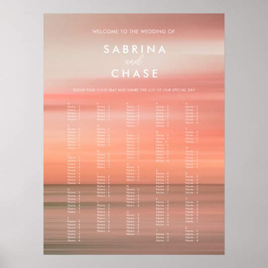 Poster Panneau Mariage alphabétique Elegant Blush Waterco (Devant)