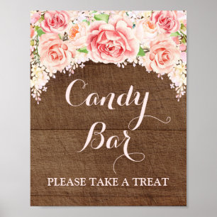 Poster Panneau Mariage Barre de bonbons Pink Aquarelle Bo