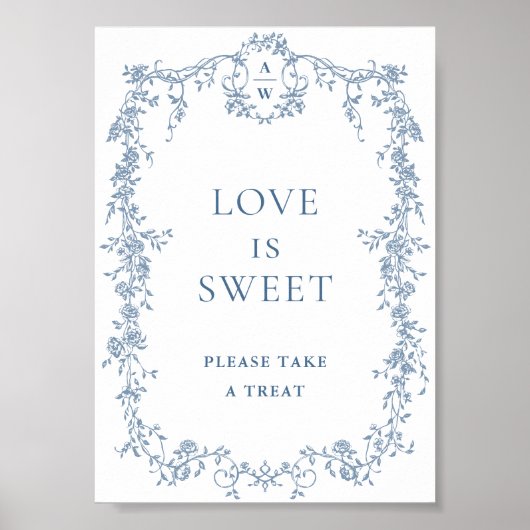 Poster Panneau Mariage bleu Dusty Love is Sweet (Devant)