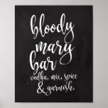 Poster Panneau Mariage Bloody Mary Bar Chalkboard 8x10<br><div class="desc">Un élégant panneau mariage de pointe, avec le texte "Bloody Mary bar, vodka, mix, épices & garnish" dans une police de script extroversée, la texture de la parties scintillant ajoute une touche festive et glamour. La couleur arrière - plan peut être personnalisée selon vos besoins et préférences, s'il vous plaît...</div>