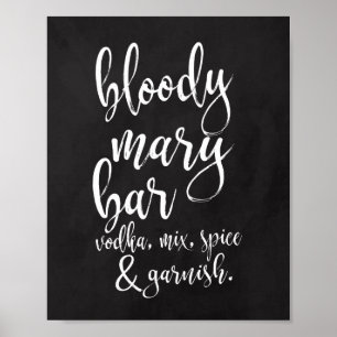 Poster Panneau Mariage Bloody Mary Bar Chalkboard 8x10