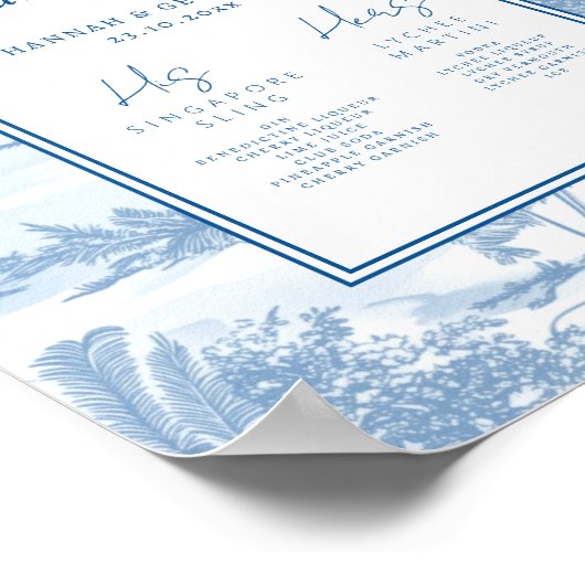 Poster Panneau Mariage Blue Coastal Toile Signature Boiss (Coin)