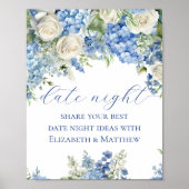 Poster Panneau Mariage Blue Hydrangea Date Jar Idées (Devant)