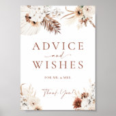 Poster Panneau Mariage Boho Conseils Et Souhaits (Devant)