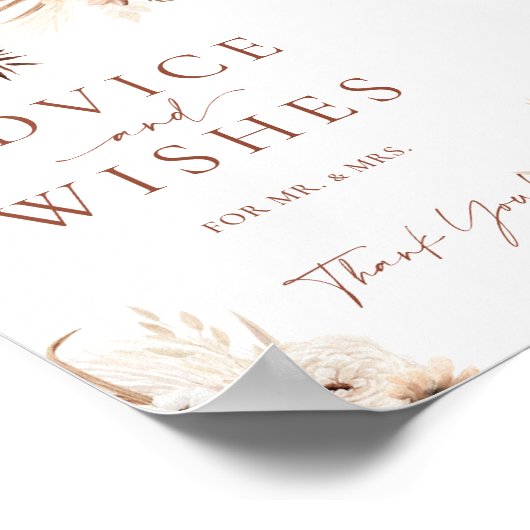 Poster Panneau Mariage Boho Conseils Et Souhaits (Coin)