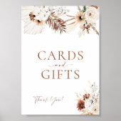 Poster Panneau Mariage Boho Pampas Cartes et Cadeaux (Devant)