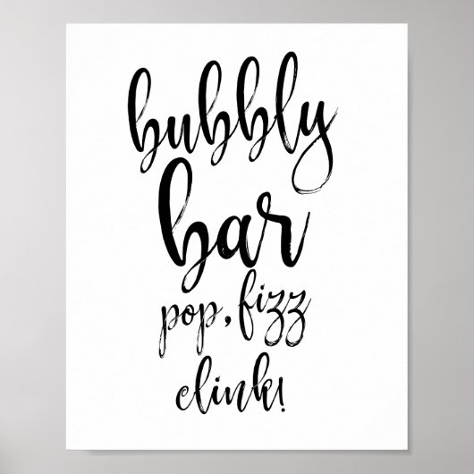 Poster Panneau Mariage Bubbly Bar 8x10 (Devant)