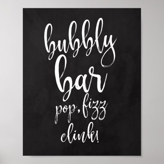 Poster Panneau Mariage Bubbly Bar Chalkboard 8x10 (Devant)