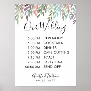 Poster Panneau mariage - Calendrier Mariage Panneau vert