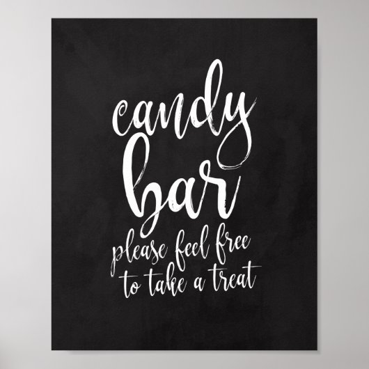 Poster Panneau Mariage Candy Bar Chalkboard Script 8x10 (Devant)