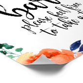 Poster Panneau Mariage Candy Bar Floral Script 8x10 (Coin)