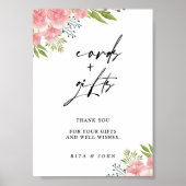 Poster Panneau Mariage Cartes à fleurs et cadeaux (Devant)