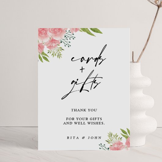 Poster Panneau Mariage Cartes à fleurs et cadeaux