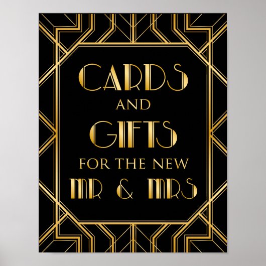 Poster Panneau Mariage Cartes et Cadeaux | Gatsby Art Déc (Devant)