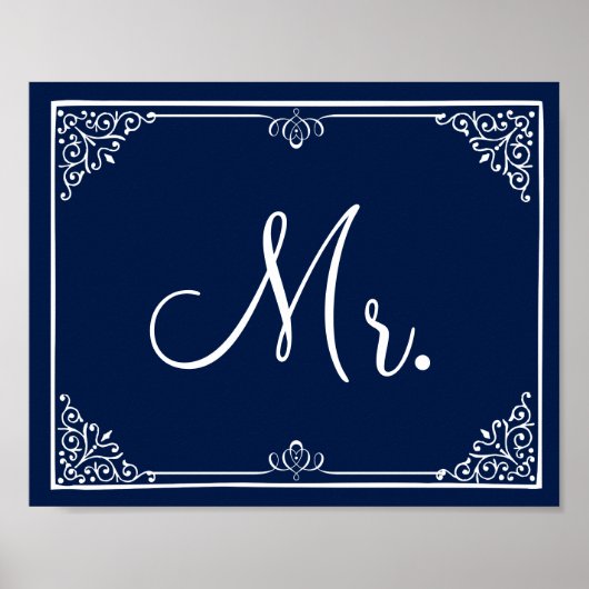 Poster Panneau mariage Chalkboard M. mrs vintage (Devant)