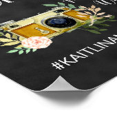 Poster Panneau Mariage Chalkboard Photos Hashtag (Coin)