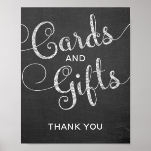 Poster Panneau Mariage Chalkboard Style Cartes et Cadeaux