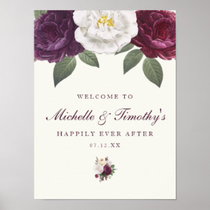 Poster Panneau Mariage Chic foncé violet