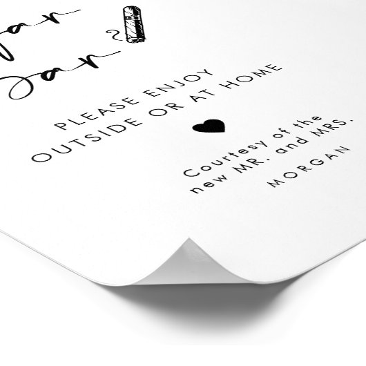 Poster Panneau Mariage Chic Moderne Faveur Cigar Bar (Coin)