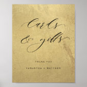 Poster Panneau Mariage Chic, Noir et Or, Cartes et Cadeau (Devant)