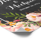 Poster Panneau mariage Classé Vintage Chalkboard Floral (Coin)