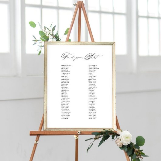 Poster Panneau Mariage classique Trouvez votre siège Cart