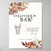 Poster Panneau Mariage crème Boho Floral Mimosa Bar (Devant)