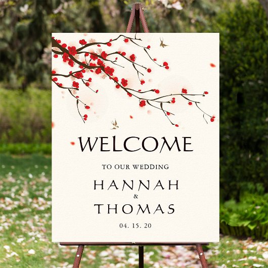 Poster Panneau Mariage d'accueil fleuri Cherry Blossoms