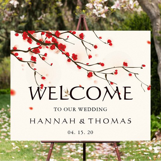 Poster Panneau Mariage d'accueil fleuri Cherry Blossoms