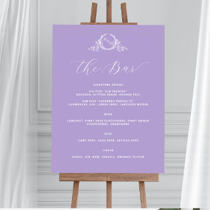 Poster Panneau Mariage de barre élégante violette monogra