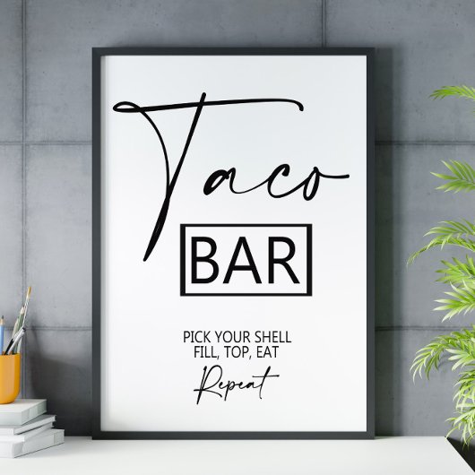 Poster Panneau mariage de barre Taco 8x10