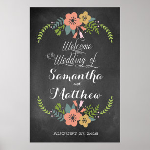 Poster Panneau Mariage de bienvenue "Chalkboard" 32x48